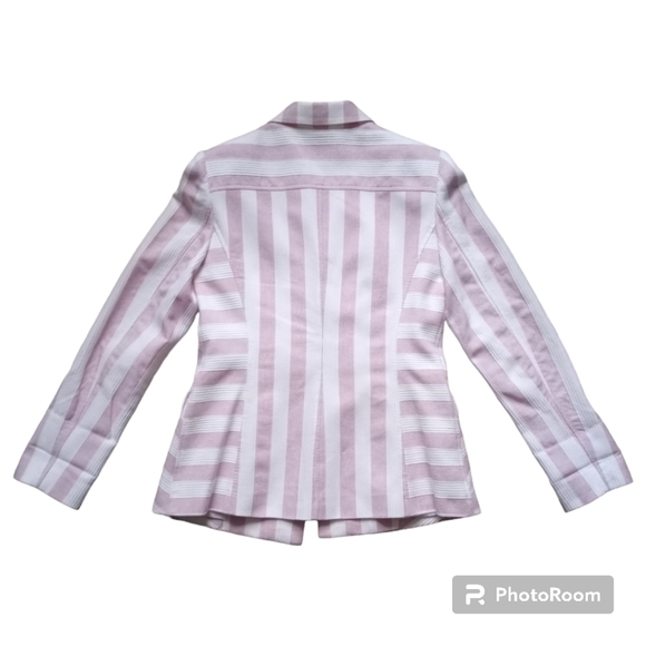 DKNY Pink and White Striped Blazer Size 4P - Picture 4 of 15
